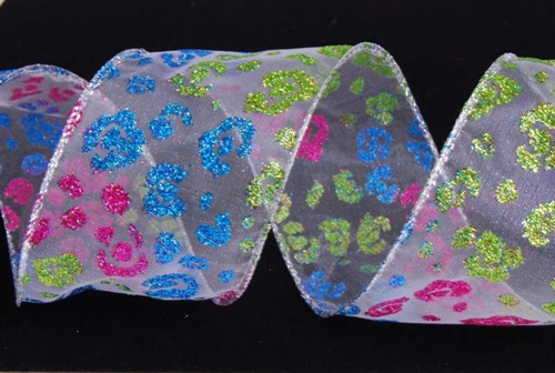 Band 10m/ 65mm, GlimmerPunkte auf Organza, bunt Band 10m/ 65mm, GlimmerPunkte auf Organza, bunt