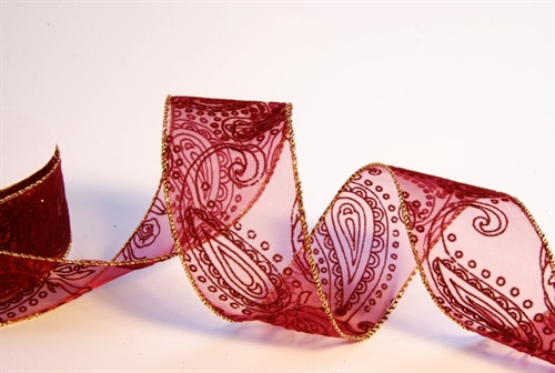 Band, 10m/ 50mm Paislay, bordeaux Band, 10m/ 50mm Paislay, bordeaux