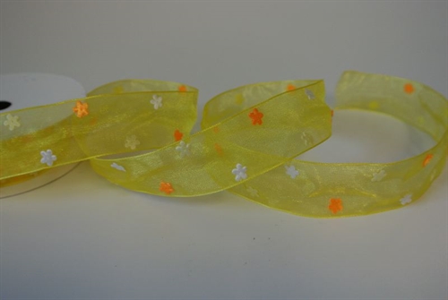 Band 5m/ 25mm, Blümchen, gelb Band 5m/ 25mm, Blümchen, gelb