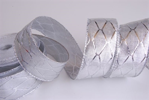 Band 10m/ 40mm, Lurex Raute, silber Band 10m/ 40mm, Lurex Raute, silber