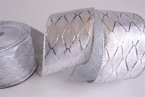 Band 10m/ 60mm, Lurex Raute, silber Band 10m/ 60mm, Lurex Raute, silber