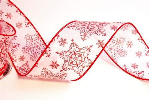 Band, 10m/ 63mm Schneestern, rot Band, 10m/ 63mm Schneestern, rot