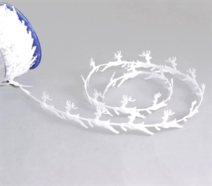 Band, 10m/ 10mm Springende Hirsche, weiss Band, 10m/ 10mm Springende Hirsche, weiss