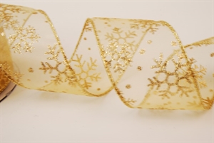 Band 10m/ 50mm, Goldstern Organza, gold Band 10m/ 50mm, Goldstern Organza, gold