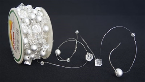 Girlande 20m/ 10mm, Würfel & Perlen, silber Girlande 20m/ 10mm, Würfel & Perlen, silber