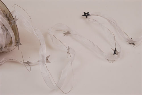 Girlande 10m/ 10mm, Organza- & Sternen, weiss Girlande 10m/ 10mm, Organza- & Sternen, weiss