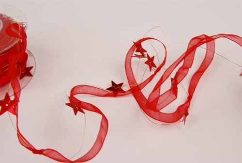 Girlande 10m/ 10mm, Organza- & Sternen, rot Girlande 10m/ 10mm, Organza- & Sternen, rot