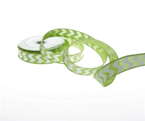 Band 10m/ 25mm, Leinen ZickZack, grün Band 10m/ 25mm, Leinen ZickZack, grün