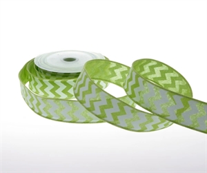 Band 10m/ 40mm, Leinen ZickZack, grün Band 10m/ 40mm, Leinen ZickZack, grün