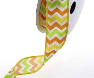 Band 10m/ 25mm, ZickZack, gelb/orange/grün Band 10m/ 25mm, ZickZack, gelb/orange/grün