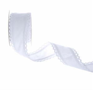 Band 10m/ 50mm, Cotton m. Häkelspitze, weiss Band 10m/ 50mm, Cotton m. Häkelspitze, weiss