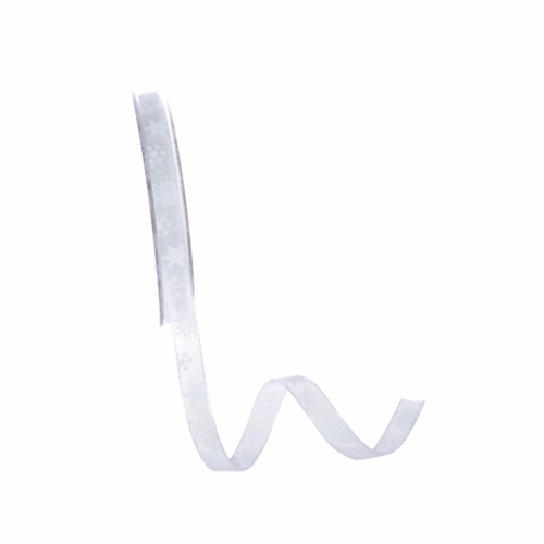 Band 20m/ 10mm, Schneestern- Organza, weiss Band 20m/ 10mm, Schneestern- Organza, weiss