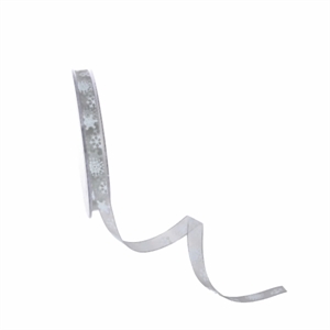 Band 20m/ 10mm, Schneestern- Organza, grau Band 20m/ 10mm, Schneestern- Organza, grau