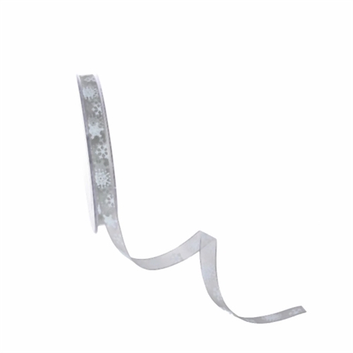 Band 20m/ 10mm, Schneestern- Organza, grau Band 20m/ 10mm, Schneestern- Organza, grau
