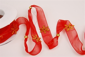 Girlande 10m/ 20mm, Perlen & Stern, rot Girlande 10m/ 20mm, Perlen & Stern, rot