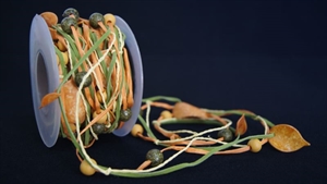 Band 5m/ 20mm, Cord/Blatt/Leder/Kugel, orange Band 5m/ 20mm, Cord/Blatt/Leder/Kugel, orange