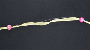 Band 10m/ 15mm, Organza/Holzperlen, rot Band 10m/ 15mm, Organza/Holzperlen, rot