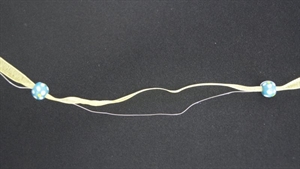 Band 10m/ 15mm, Organza/Holzperlen, türkis Band 10m/ 15mm, Organza/Holzperlen, türkis