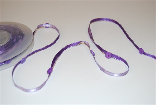 Band 10m/ 4mm, Knopf an Band, violett Band 10m/ 4mm, Knopf an Band, violett