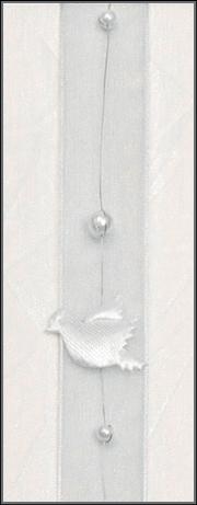 Girlande 5m/ 25mm, Perlen/Tauben an Organza, weiss Girlande 5m/ 25mm, Perlen/Tauben an Organza, weiss