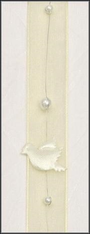 Girlande 5m/ 25mm, Perlen/Tauben an Organza, creme Girlande 5m/ 25mm, Perlen/Tauben an Organza, creme