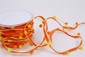Girlande 10m/ 10mm, Pomponschnur, gelb/orange Girlande 10m/ 10mm, Pomponschnur, gelb/orange