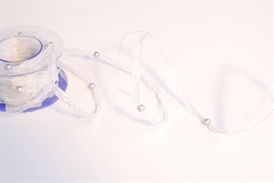 Girlande 10m/ 10mm, Organza mit Perlen, weiss Girlande 10m/ 10mm, Organza mit Perlen, weiss