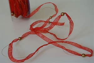 Girlande 10m/ 10mm, Organza mit Perlen, rot Girlande 10m/ 10mm, Organza mit Perlen, rot