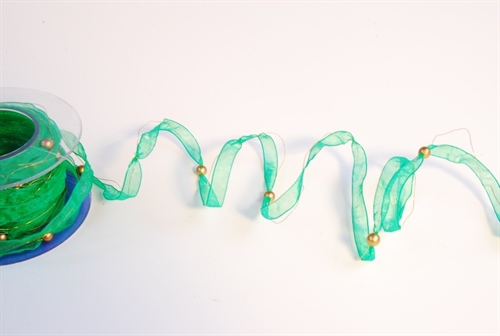 Girlande 10m/ 10mm, Organza mit Perlen, grün Girlande 10m/ 10mm, Organza mit Perlen, grün