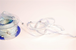 Girlande 10m/ 10mm, Organza mit Perlen, hblau Girlande 10m/ 10mm, Organza mit Perlen, hblau