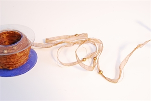 Girlande 10m/ 10mm, Organza mit Perlen, braun Girlande 10m/ 10mm, Organza mit Perlen, braun