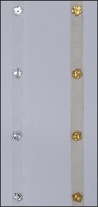 Band 10m/ 10mm, Organza mit Blüte, weiss/silber Band 10m/ 10mm, Organza mit Blüte, weiss/silber