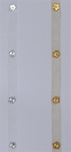 Band 10m/ 10mm, Organza mit Blüte, creme/gold Band 10m/ 10mm, Organza mit Blüte, creme/gold