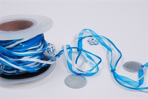 Girlande 5m/ 20mm, Cord m. Perlmutscheibe, blau Girlande 5m/ 20mm, Cord m. Perlmutscheibe, blau