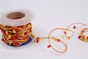 Girlande 10m/ 5mm, Schnur mit Perlen, gelb/orange Girlande 10m/ 5mm, Schnur mit Perlen, gelb/orange