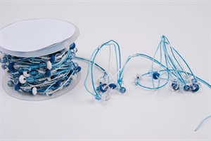 Girlande 10m/ 5mm, Schnur mit Perlen, blau/weiss Girlande 10m/ 5mm, Schnur mit Perlen, blau/weiss