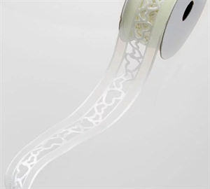 Band 20m/ 40mm, Herz gestanzt, ecru Band 20m/ 40mm, Herz gestanzt, ecru