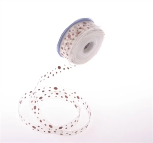 Band 25m/ 15mm, Organza mit Punkte, braun Band 25m/ 15mm, Organza mit Punkte, braun