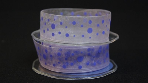 Band 25m/ 25mm, Organza mit Punkte, lila Band 25m/ 25mm, Organza mit Punkte, lila