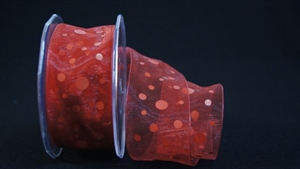 Band 25m/ 40mm, Organza mit Punkte, drot Band 25m/ 40mm, Organza mit Punkte, drot