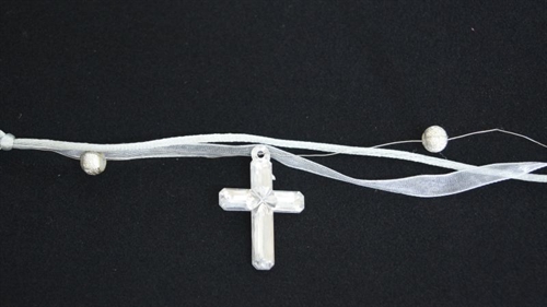 Band 10m/ 20mm, Band mit Kreuz, altsilber Band 10m/ 20mm, Band mit Kreuz, altsilber