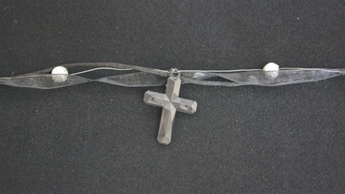 Band 10m/ 20mm, Band mit Kreuz, schwarz Band 10m/ 20mm, Band mit Kreuz, schwarz