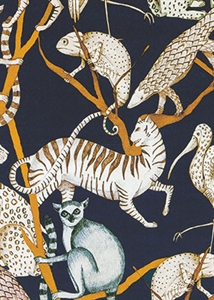 Rolle 200m x 30cm, Surinam Tiere, ecru-schwarz Rolle 200m x 30cm, Surinam Tiere, ecru-schwarz