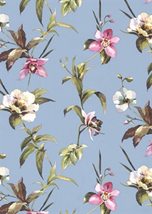 Rolle 200m x 70cm, Valencia Blumen, blau-bunt Rolle 200m x 70cm, Valencia Blumen, blau-bunt