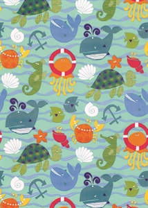 Bogen 70x 100cm, Seaworld Tiere, bunt Bogen 70x 100cm, Seaworld Tiere, bunt