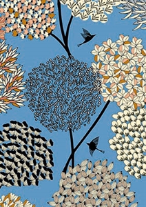 Bogen 70x 100cm, Yamato Blumen, bunt-blau Bogen 70x 100cm, Yamato Blumen, bunt-blau