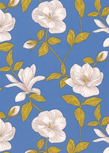 Bogen 70x 100cm, Laos Blumen, blau Bogen 70x 100cm, Laos Blumen, blau