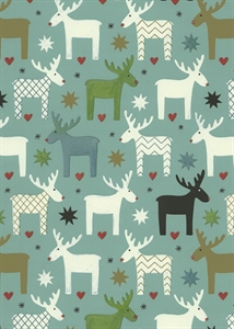 Bogen 70x 100cm, Kalmar Rentier, blaugrün Bogen 70x 100cm, Kalmar Rentier, blaugrün