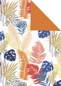 Bogen 70x 100cm, Sabah Blätter, bunt/orange Bogen 70x 100cm, Sabah Blätter, bunt/orange
