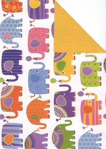 Bogen 70x 100cm, Hathi Elefanten, bunt/gelb Bogen 70x 100cm, Hathi Elefanten, bunt/gelb